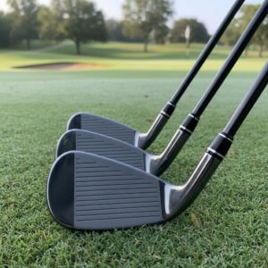 Black Chrome ZXi Irons from Srixon on a golf tee