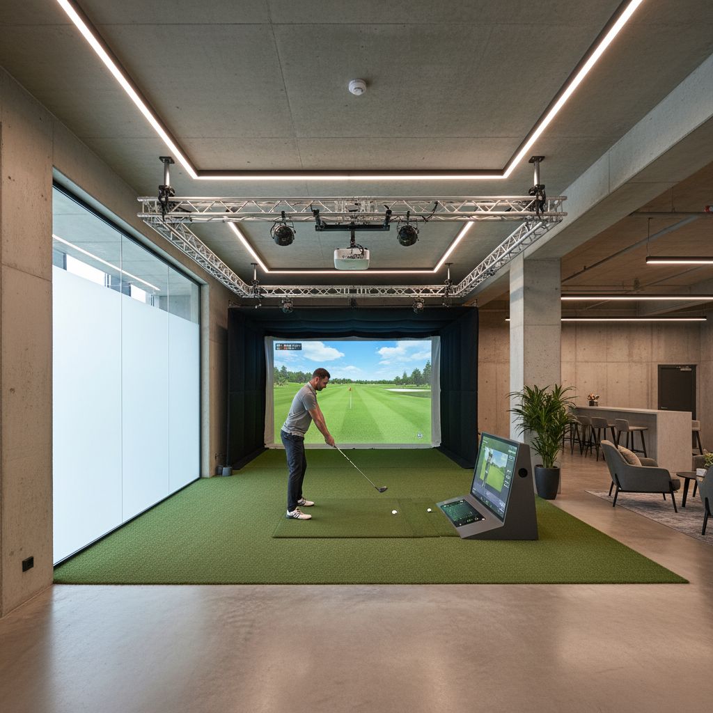 Interior view of The Clubhouse featuring golf simulators