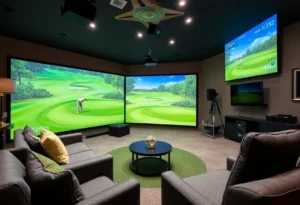 Interior of a personalized home golf simulator room